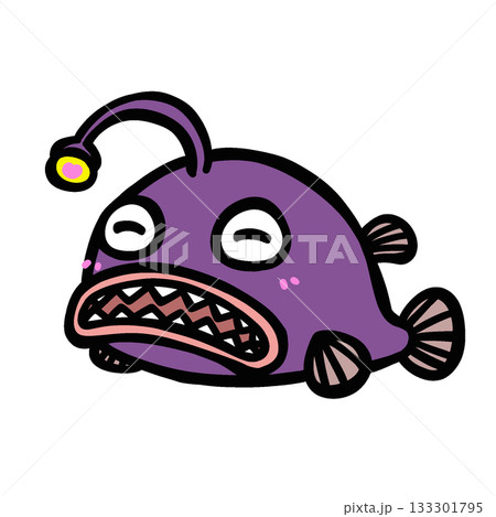 かわいい喜ぶアンコウのイラスト 133301795