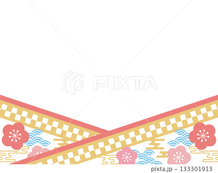 レトロポップな着物風のフレーム　横位置 133301913