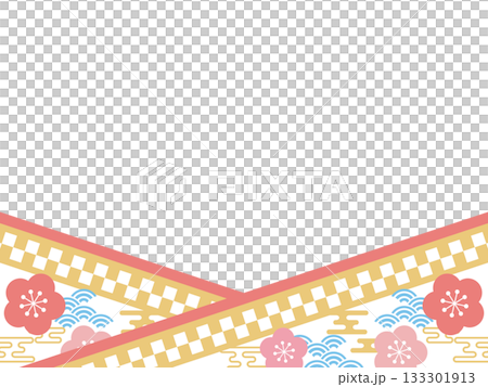 レトロポップな着物風のフレーム　横位置 133301913