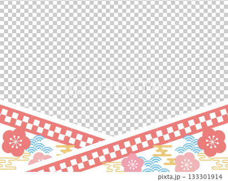 レトロポップな着物風のフレーム　横位置 133301914