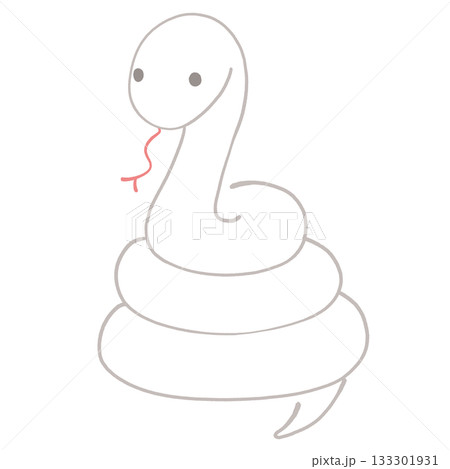とぐろを巻く白蛇のイラスト 133301931