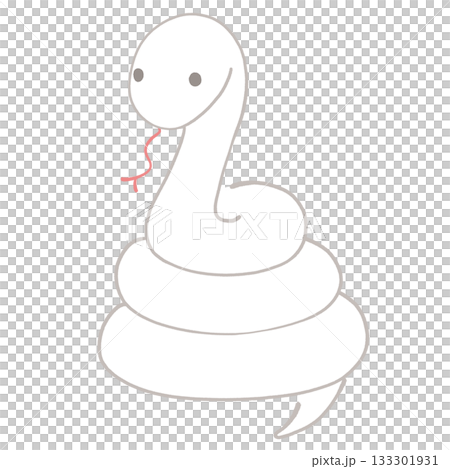とぐろを巻く白蛇のイラスト 133301931