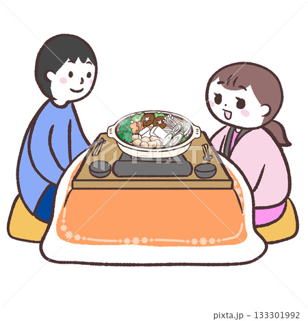 鍋を囲む男女のイラスト 鍋を囲む男女のイラスト 133301992