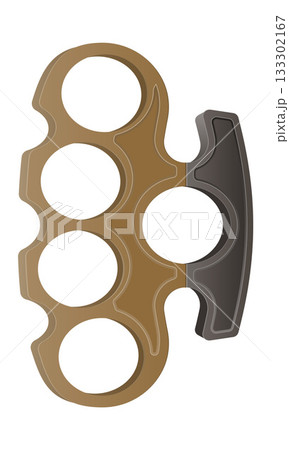 metal brass knuckles, a melee weapon used for close combat, fights, and robberies vector illustration 133302167