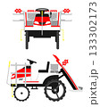 正面、横から見た田植え機（農業機械） 133302173