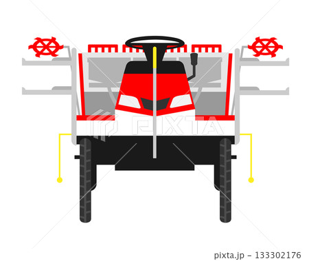 正面から見た田植え機（農業機械） 133302176