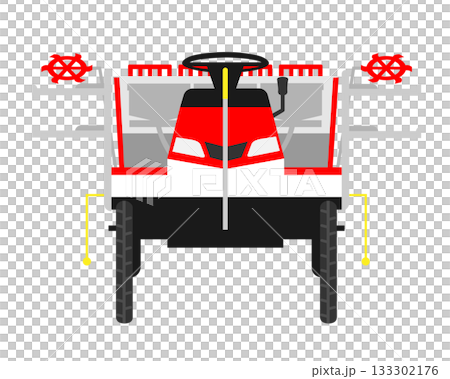正面から見た田植え機（農業機械） 133302176