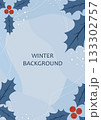 Winter background. Abstract design with holly berries and leaves. Banner universal template. Vector illustration in flat cartoon style. 133302757
