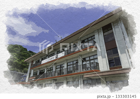 水彩画風　安芸灘とびしま海道　下蒲刈島　呉市下蒲刈市民センター下蒲刈支所　広島県呉市 133303145