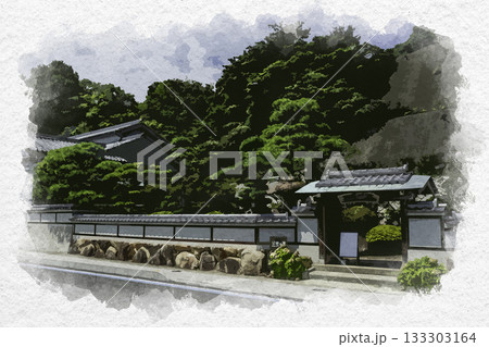水彩画風　安芸灘とびしま海道　下蒲刈島　昆虫の家　広島県呉市 133303164