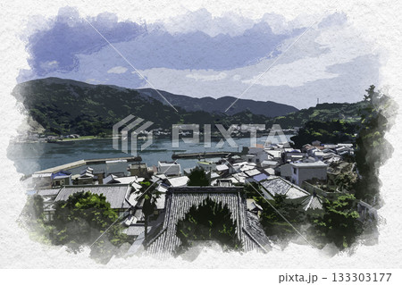 水彩画風 安芸灘とびしま海道 下蒲刈島 三之瀬地区 広島県呉市 水彩画風 安芸灘とびしま海道 下蒲刈島 三之瀬地区 広島県呉市 133303177