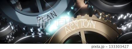 Action, plan - gears concept - 3D illustration Action, plan - gears concept - 3D illustration 133303427