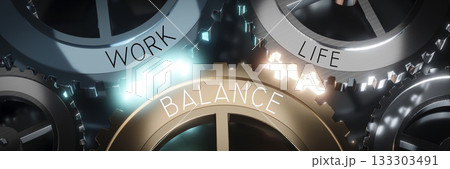 Work, life, balance - gears concept - 3D illustration 133303491