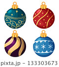 set christmas baubles flat style 133303673