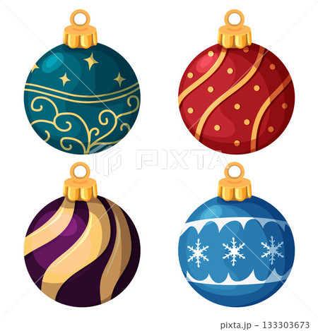 set christmas baubles flat style set christmas baubles flat style 133303673