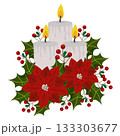 poinsettia candles christmas decoration flat style 133303677