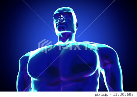 Male anatomy - head and chest - 3d illustration Male anatomy - head and chest - 3d illustration 133303698