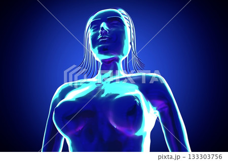 Female anatomy - head and brests - 3d illustration 133303756
