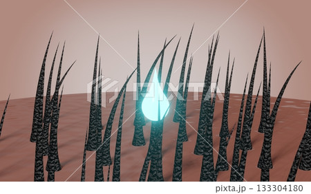 Drop of shampoo or cosmetic regenerates hair follicles - 3D illustration Drop of shampoo or cosmetic regenerates hair follicles - 3D illustration 133304180