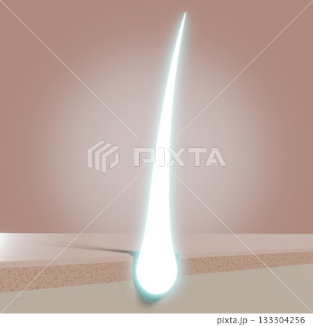 Glowing single hair follicle - regeneration concept - 3D illustration 133304256