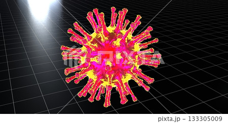 Single virus cell on black background Single virus cell on black background 133305009