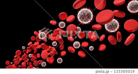 Coronavirus, Covid 19, blood cells - 3D illustration Coronavirus, Covid 19, blood cells - 3D illustration 133305019