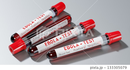 Ebola virus - test tubes, blood tests - 3D illustration 133305079