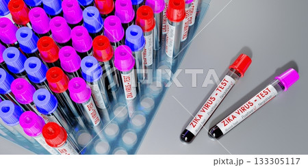 ZIKA virus - test tubes, blood tests - 3D...のイラスト素材 [133305117] - PIXTA