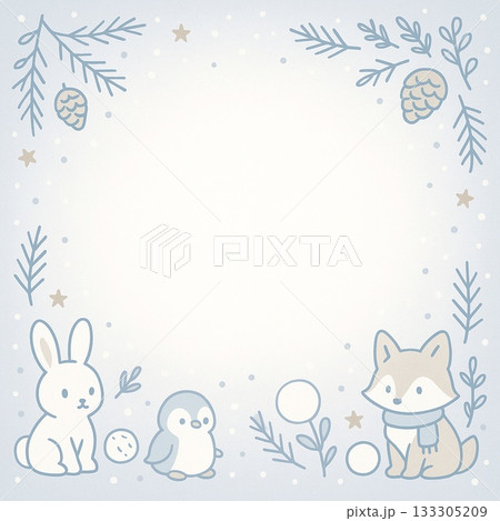 ノルディック冬フレーム（正方形・パステル） 133305209