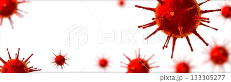 Coronavirus, Covid-19, SARS-CoV-2 virus cells - 3D illustration 133305277