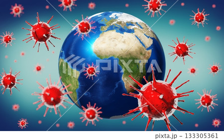 Earth, viruses - Europe, Africa side - 3D illustration 133305361