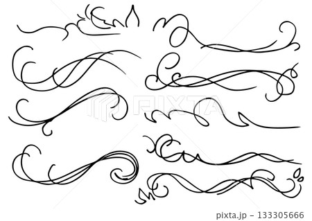 手描きの文字の下の線　アンダーラインセット　ベクター 133305666