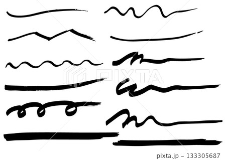 手描きの文字の下の線　アンダーラインセット　ベクター 133305687