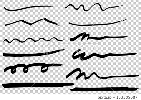 手描きの文字の下の線　アンダーラインセット　ベクター 133305687