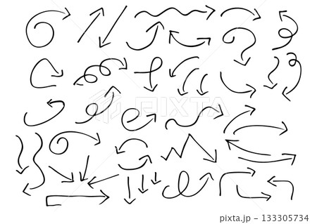 ペンで描いた矢印のイラスト素材 ベクター ペンで描いた矢印のイラスト素材 ベクター 133305734