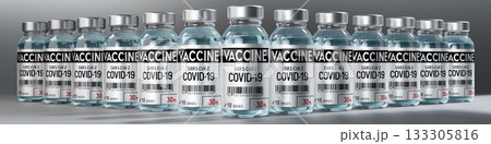 Covid-19, SARS-CoV-2, coronavirus vaccine ampoules to fight the pandemic - 3D illustration Covid-19, SARS-CoV-2, coronavirus vaccine ampoules to fight the pandemic - 3D illustration 133305816