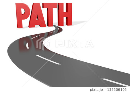 Path - road and red word on white background 133306193