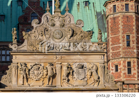 Detail of gate to Frederiksborg castle in Hillerod, Denmark 133306220