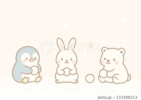 冬のアニマルボーダー（横長デザイン） 133306313