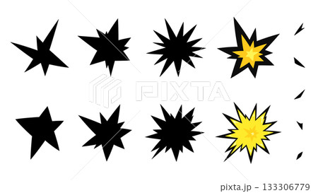 ギザギザの衝撃のエフェクトのイラスト素材セット ギザギザの衝撃のエフェクトのイラスト素材セット 133306779