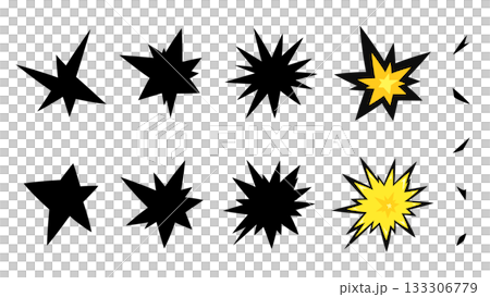ギザギザの衝撃のエフェクトのイラスト素材セット ギザギザの衝撃のエフェクトのイラスト素材セット 133306779