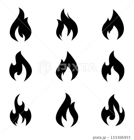 Set of Fire Flame icon vector on white background 133306955