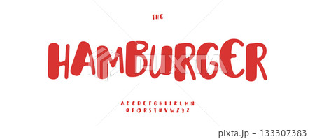 Handwritten Font Logo Kid Doodle Alphabet Hand Drawn Letter Set Modern Typography, Creative Typographic Design for Cartoon Fast Food Title Sign, Festival Headline. Witty Fonts. Vector Logos Typeface 133307383