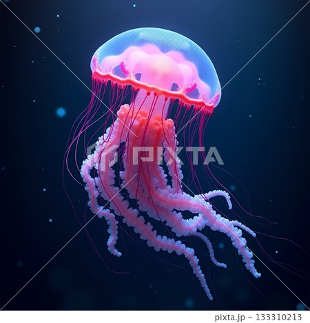 Majestic jellyfish swimming gracefully in the deep ocean Generative AI 133310213