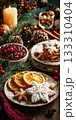 Christmas Scene with Dried Orange Slices, nd Star-Shaped Decorations 133310404