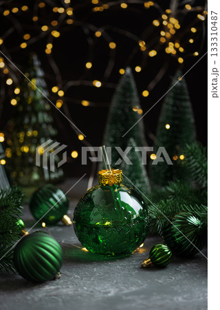 Green Ornament-Shaped Christmas Cup for Cocktail with Straw and Festive Decor 133310487