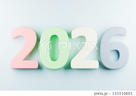 the number 2026 in colorful wooden digits 133310601