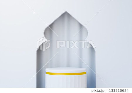 white display stand is used to showcase festive items for the Eid Ramadan 133310624