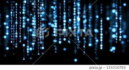 Binary code streaming down creating abstract technology background 133310763