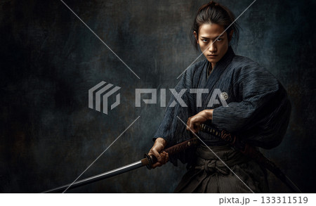 日本刀を携えた武士の肖像 武士道の精神 日本刀を携えた武士の肖像 武士道の精神 133311519
